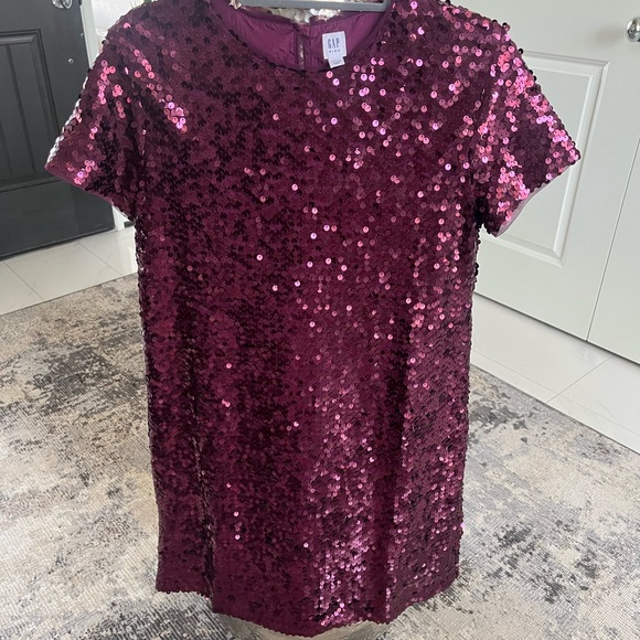 Sequined gap kids, XXL plum coloured holiday dress T-shirt style - Picture 14 of 17